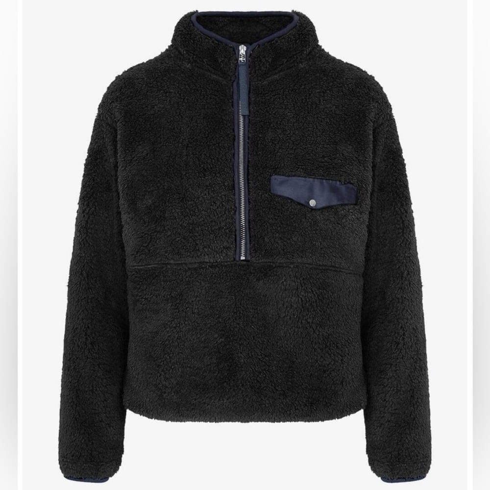 Anine Bing Designer Black Sierra Sherpa Half Zip Pullover S - Picture 4 of 16